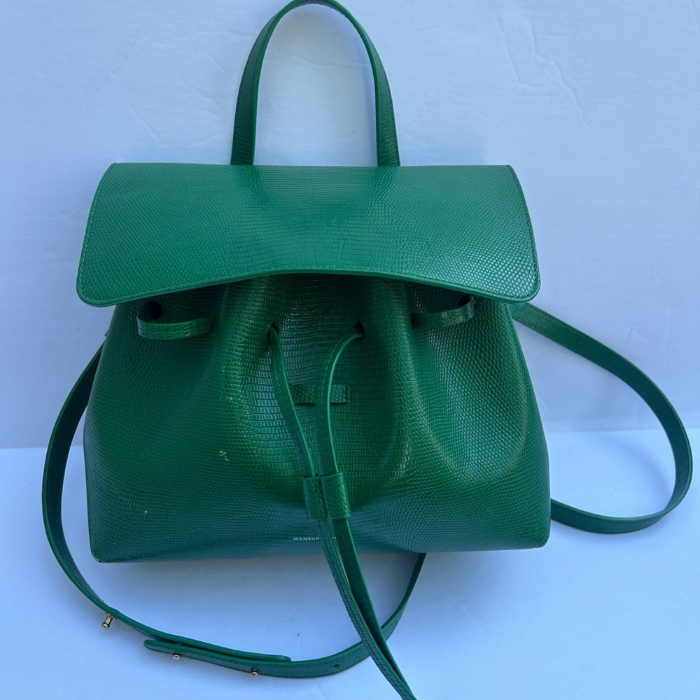 Mansur Gavriel Soft Lady Lizard Embossed Leather Crossbody Bag in Leaf Green